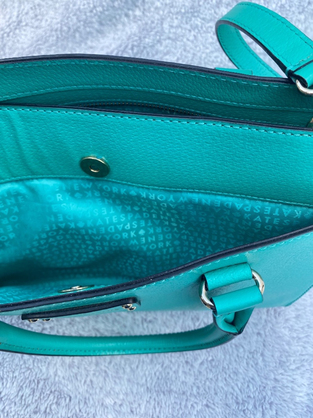 Kate Spade Satchel Leather Bag in bright Aquamarine color (NWT) - Picture 11 of 12